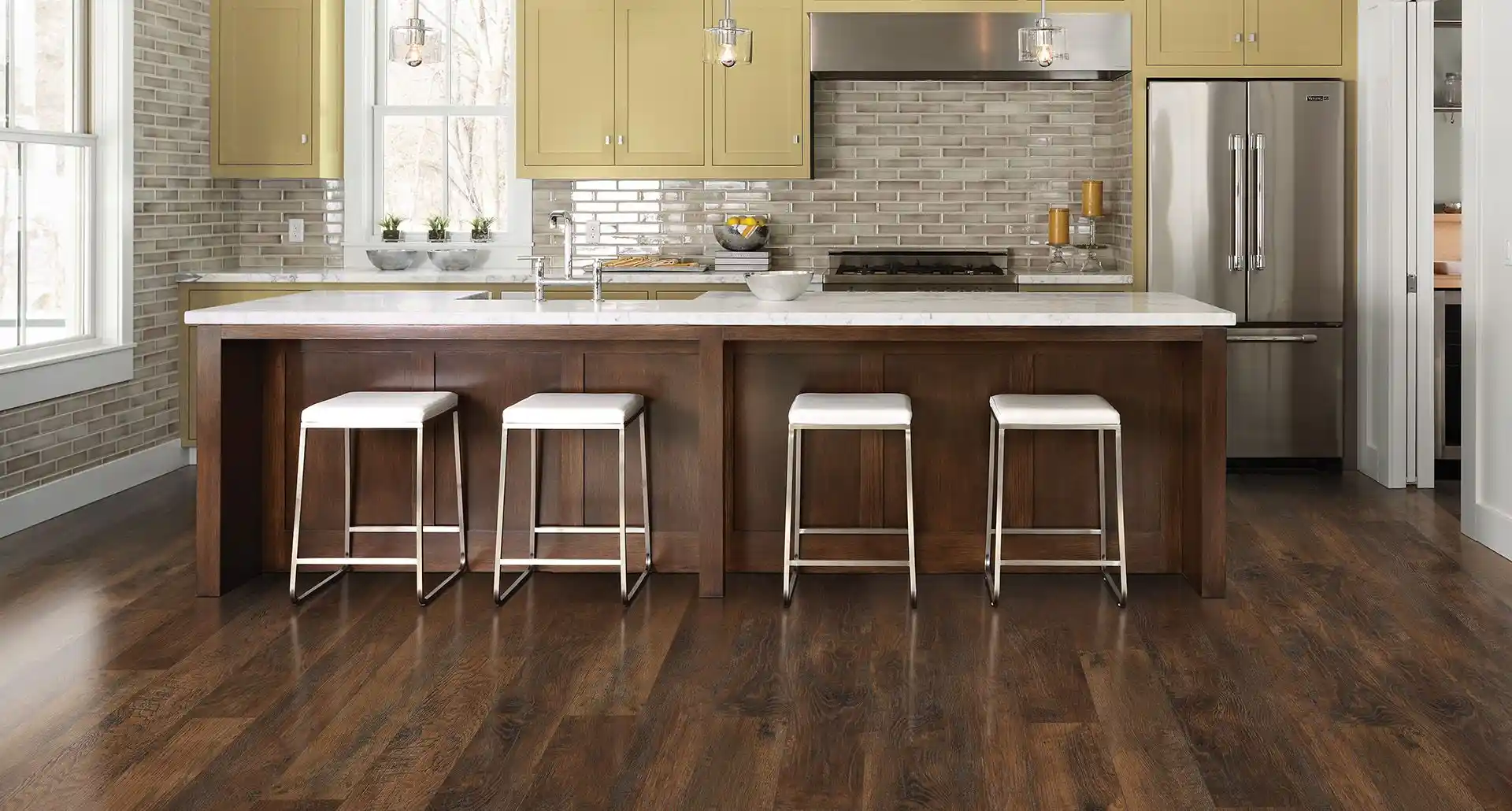 brown laminate flooring in luxury apartment
