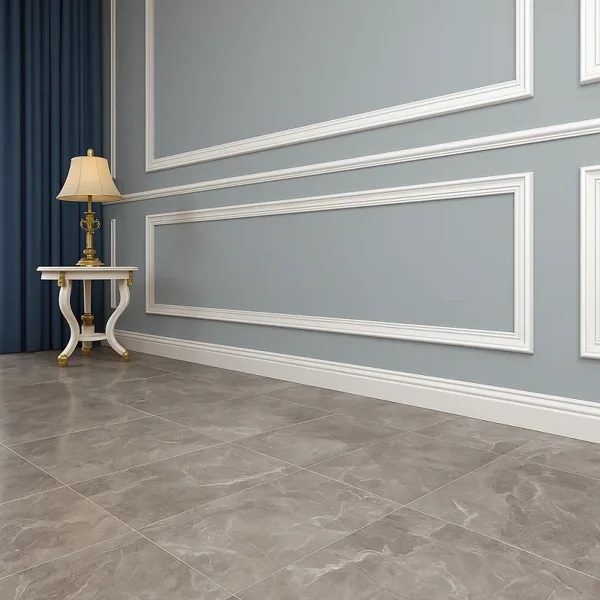 White PVC skirting board in living room